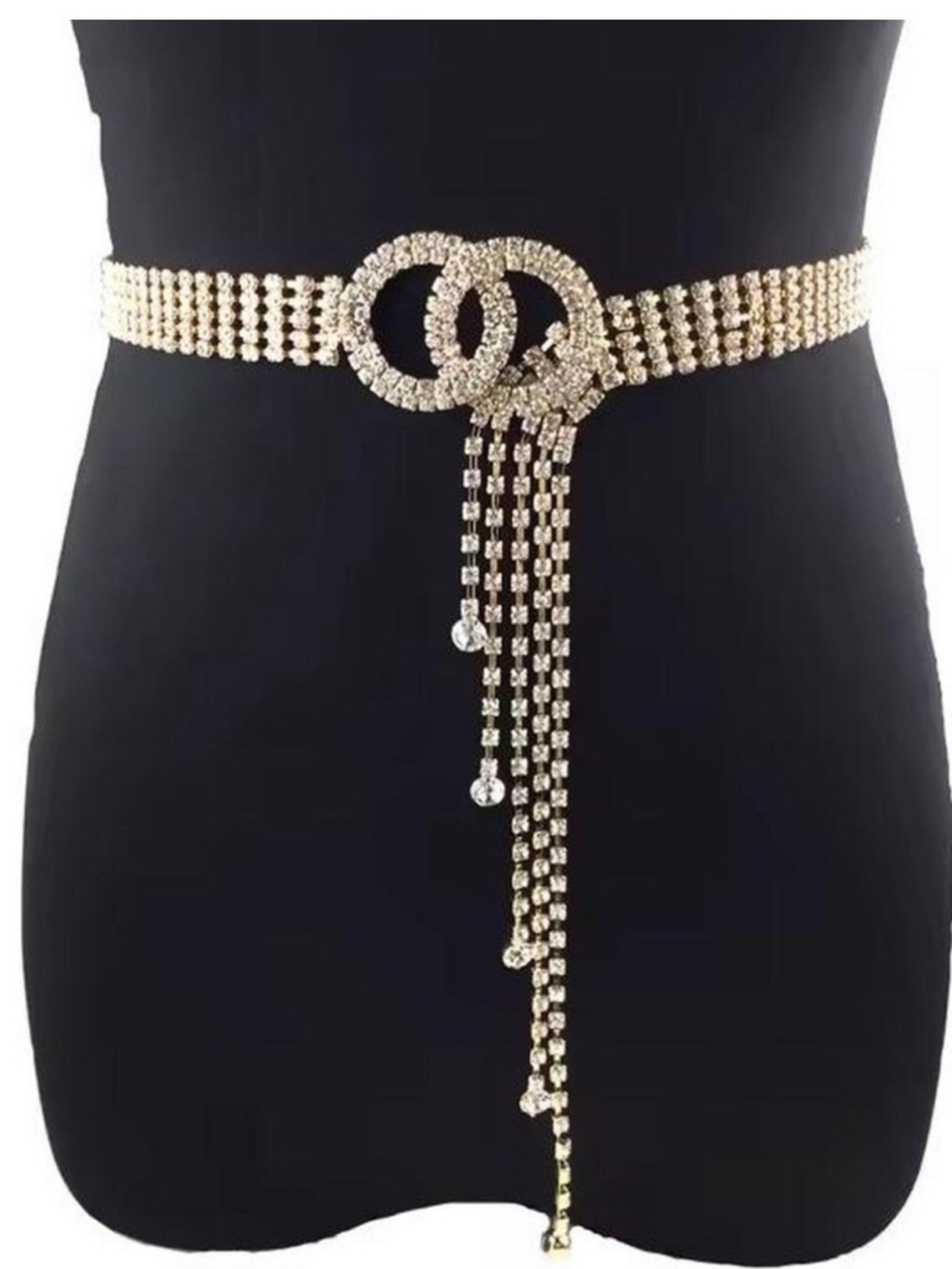 Crystal Chain Rhinestone Belt - Gold - Picture 2 of 2